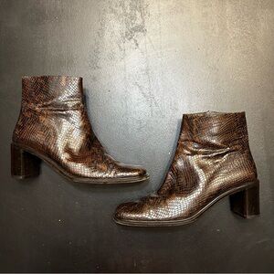 Via Spiga Vintage Brown Snakeskin Ankle Boots